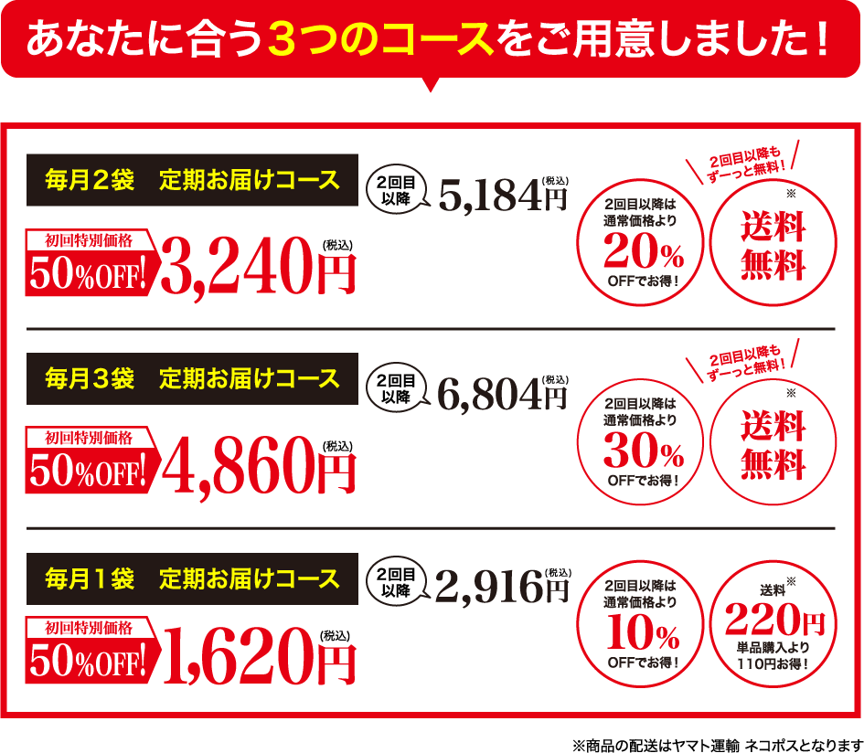 あなたに合う３つのコースをご用意しました！